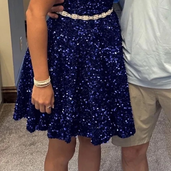 Blue Sequin Short Homecoming Party Cocktail Prom Dress Sizes S 4/6. - Picture 2 of 9